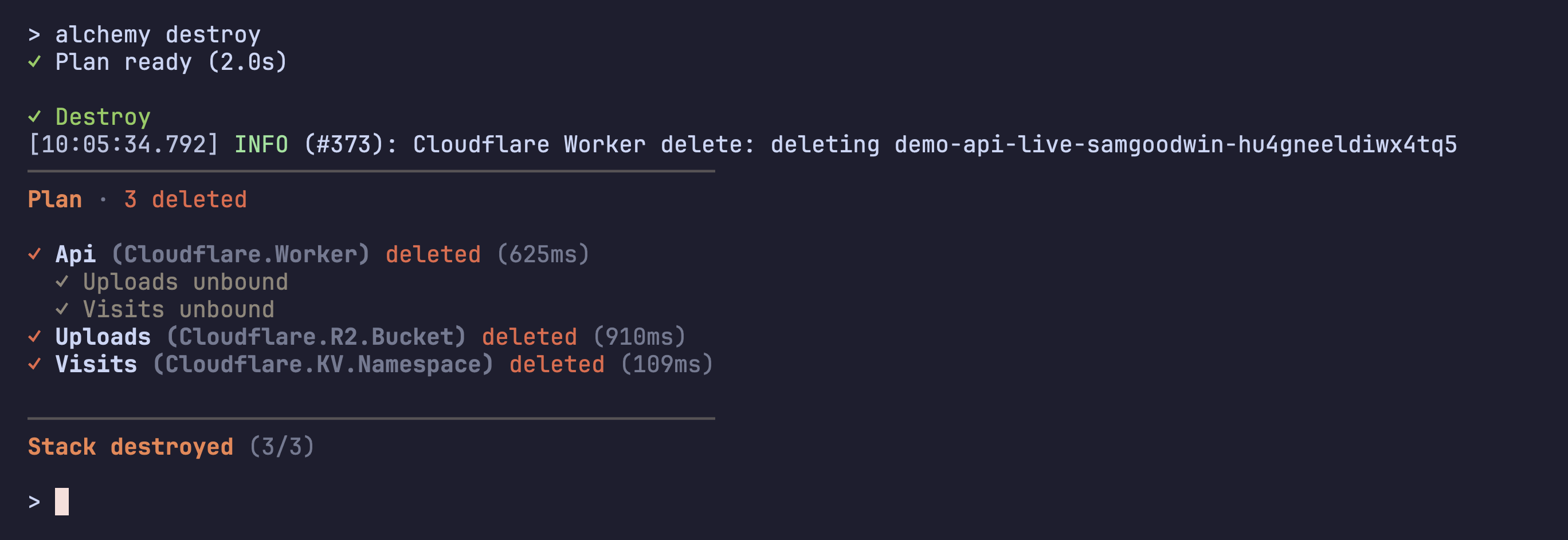 stack destroyed