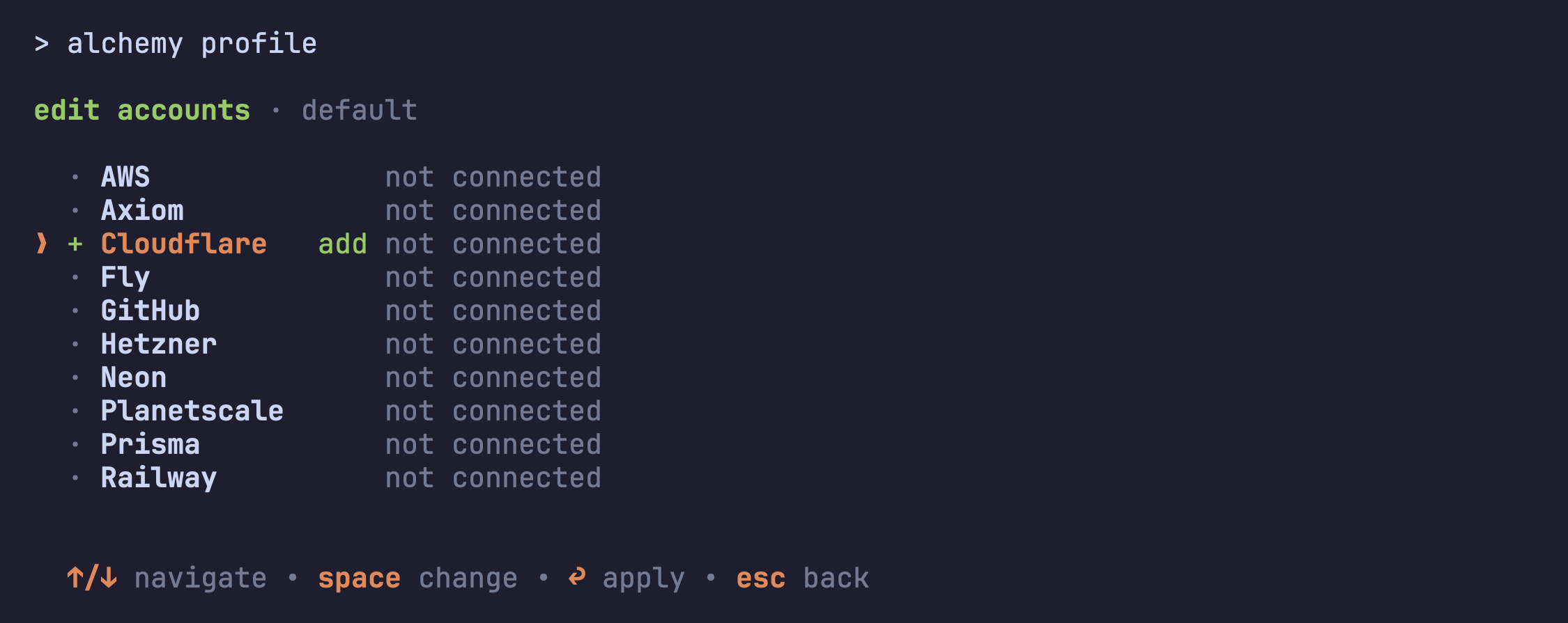 the edit menu with Cloudflare queued to add