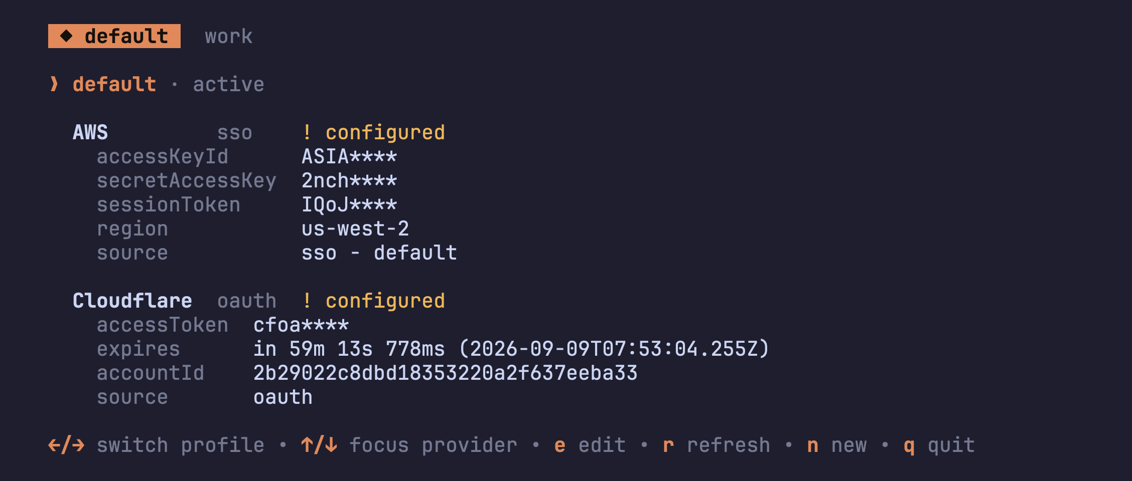 two profiles, each with several providers